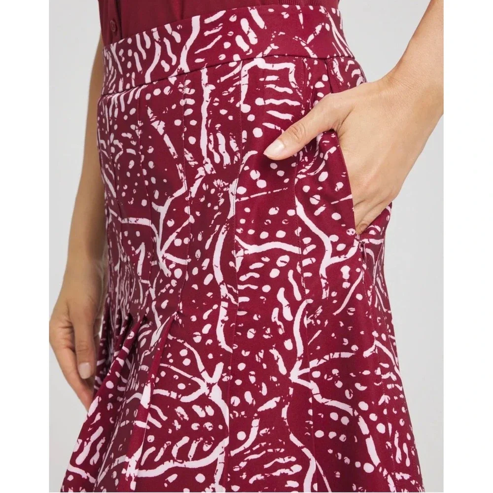 NWT‎ Chico's Size 00 (2) UPF Pleated Skort Russet Red Pockets Activewear Casual